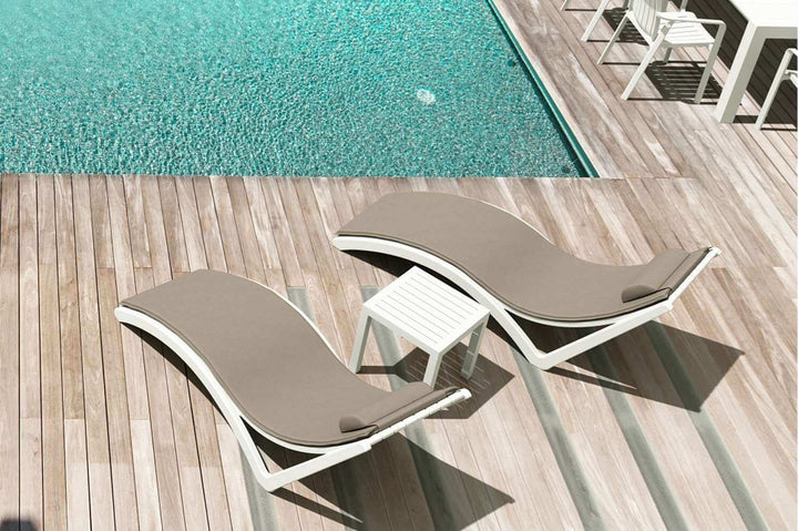 Siesta Slim Sunlounger with Cushion/Ocean Side Table 3pc Package