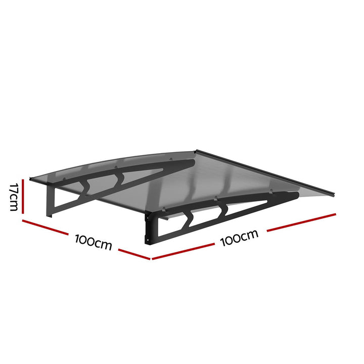 Instahut 1m x 1m Window / Door Awning Canopy - Grey Metal Frame
