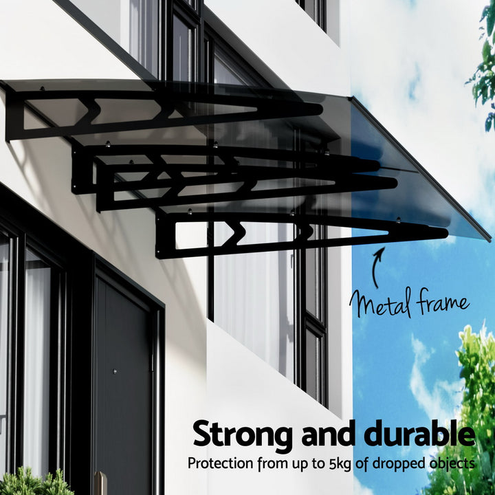 Instahut 1m x 2m Window / Door Awning Canopy - Grey Metal Frame