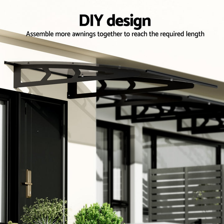Instahut 1m x 2m Window / Door Awning Canopy - Grey Metal Frame