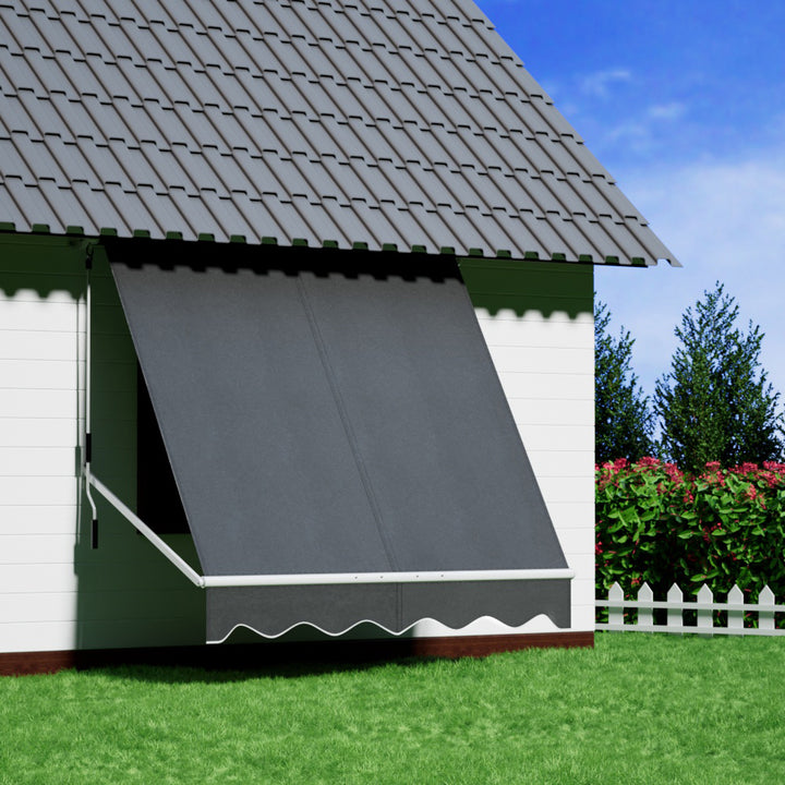 Instahut 2.1m x 2.1m Outdoor Retractable Blind / Window Awning  - Fixed Pivot Arm - Grey