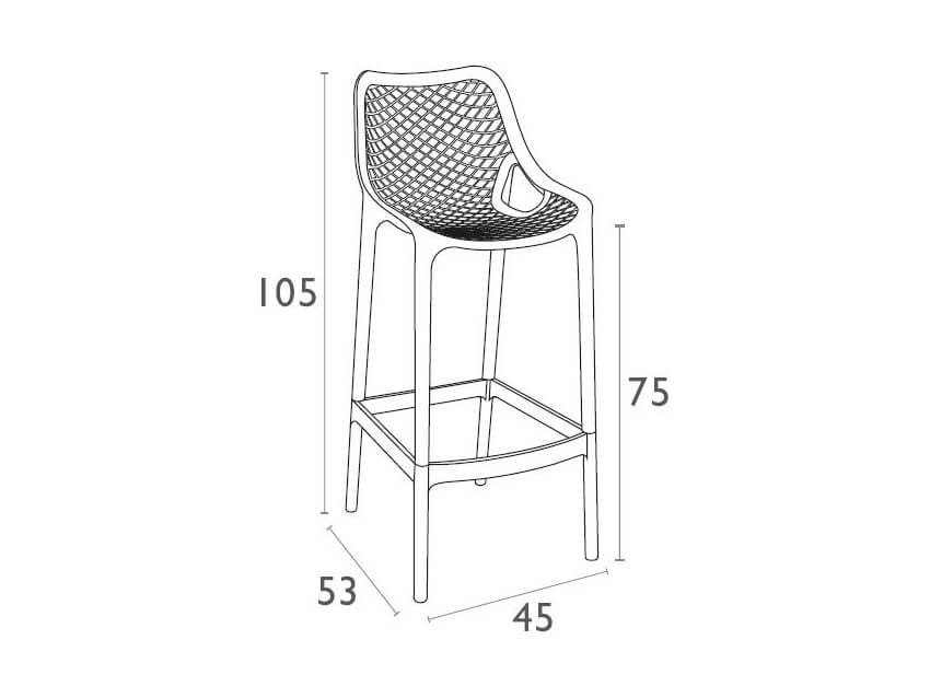 Vegas Bar Table & Air Barstool 75 4 Seat Package