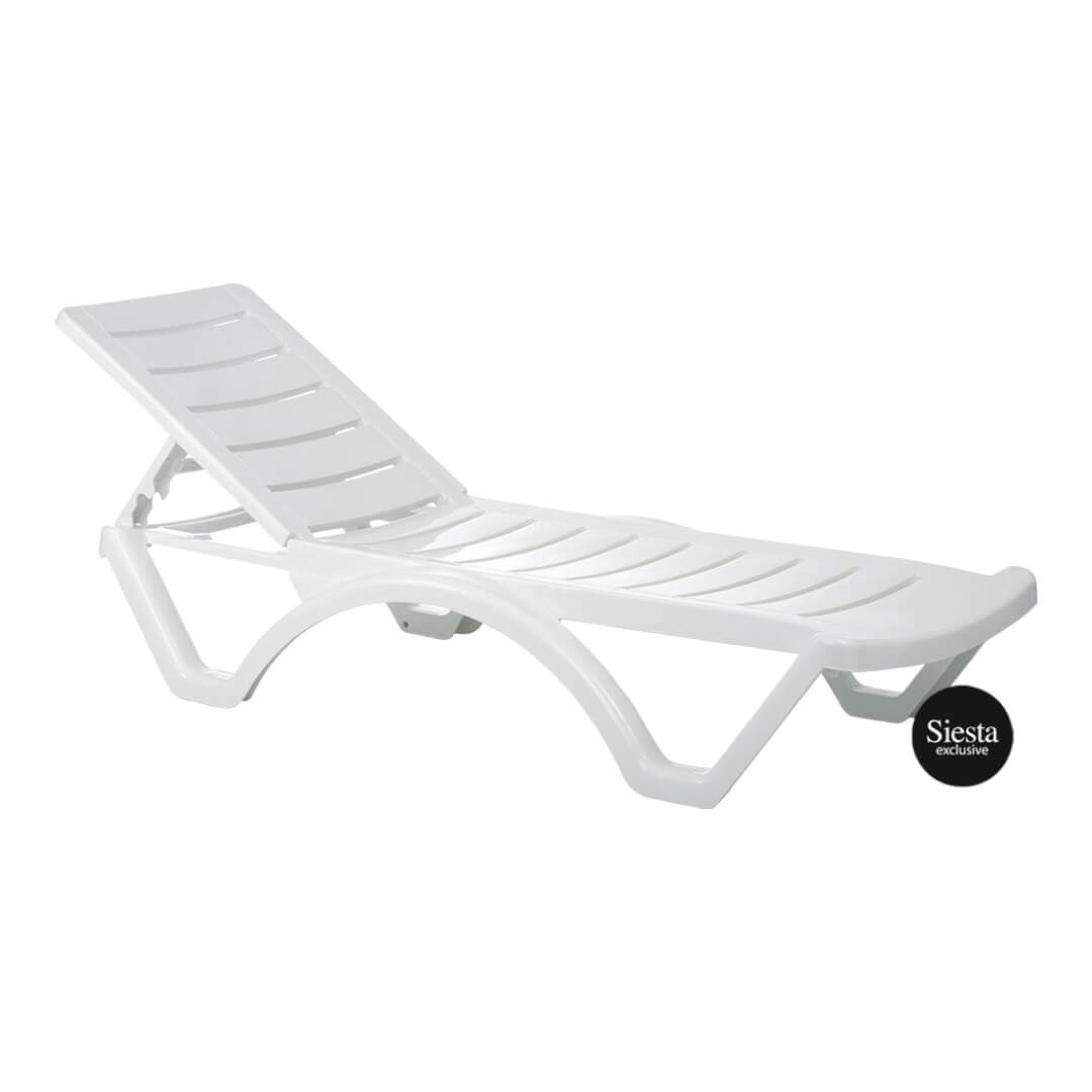 Siesta Aqua Sunlounger/Ocean Side Table 3 Pc Package - White