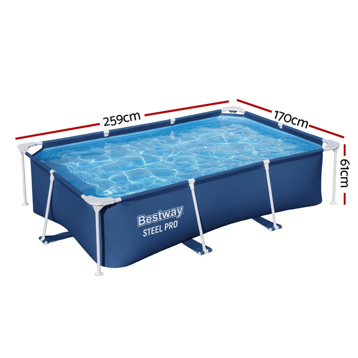 Bestway Above Ground Swimming Pool - 259x170x61cm - Steel Frame (2300L Capacity)