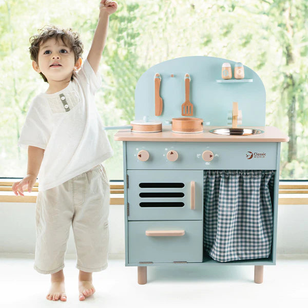 Blue Retro Play Kitchen by Classic World The Best Backyard