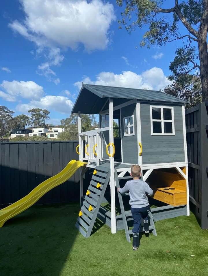 Kidzshack Caboodle Shack Cubby House with Mud Kitchen (Option to Add Swing Set & Monkey Bars)