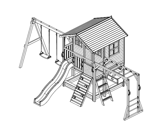 Kidzshack Caboodle Shack Cubby House with Mud Kitchen (Option to Add Swing Set & Monkey Bars)