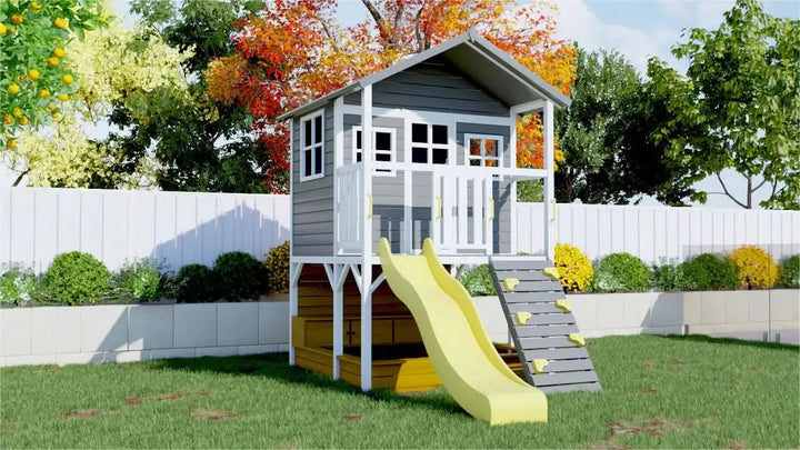 Kidzshack Caboodle Shack Cubby House with Mud Kitchen (Option to Add Swing Set & Monkey Bars)