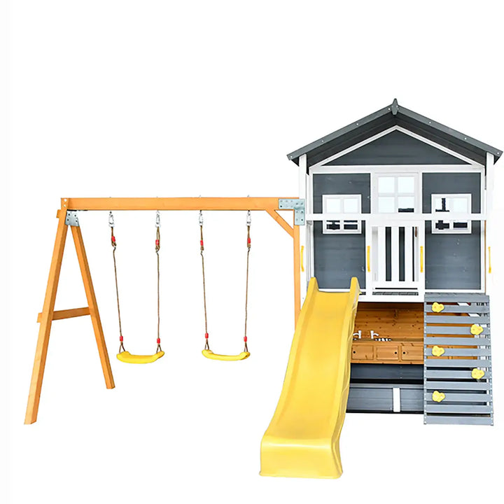 Kidzshack Caboodle Shack Cubby House with Mud Kitchen (Option to Add Swing Set & Monkey Bars)