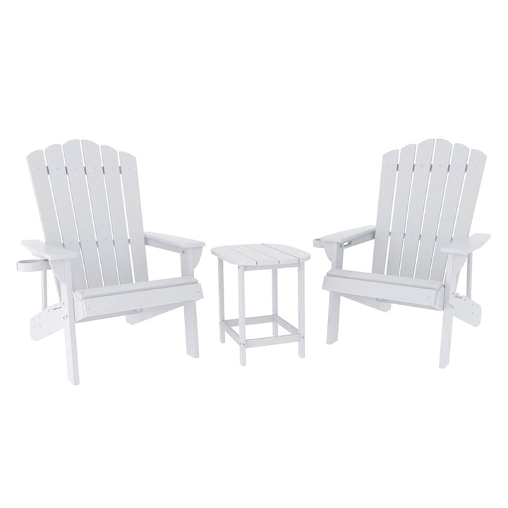 Gardeon Outdoor Table and Chairs HDPE Adirondack Beach Chair Sun Lounge Patio Furniture Garden White