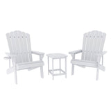 Gardeon Outdoor Table and Chairs HDPE Adirondack Beach Chair Sun Lounge Patio Furniture Garden White