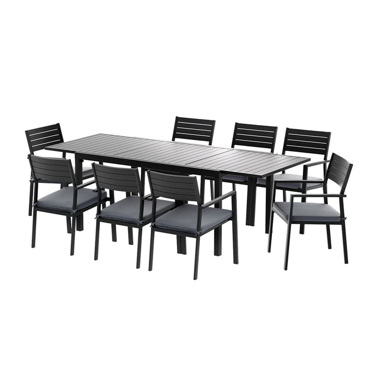 9pc Outdoor Dining Set - Stylish Design with Extendable Table (Aluminum)