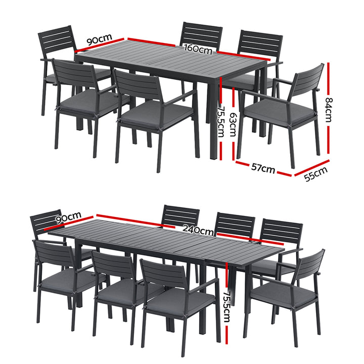 9pc Outdoor Dining Set - Stylish Design with Extendable Table (Aluminum)