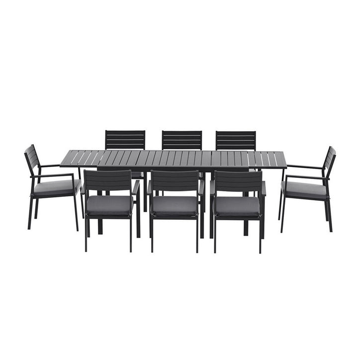 9pc Outdoor Dining Set - Stylish Design with Extendable Table (Aluminum)