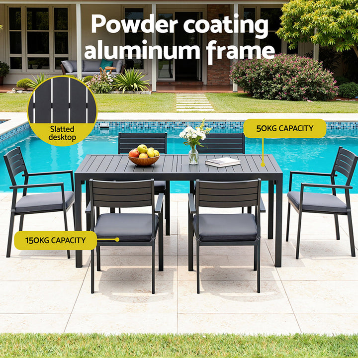 9pc Outdoor Dining Set - Stylish Design with Extendable Table (Aluminum)