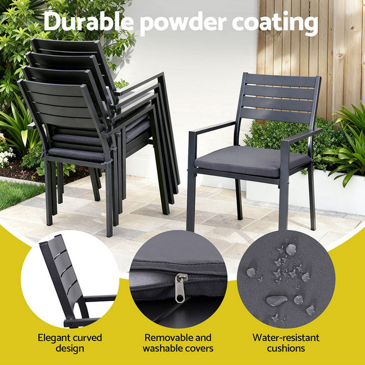 9pc Outdoor Dining Set - Stylish Design with Extendable Table (Aluminum)