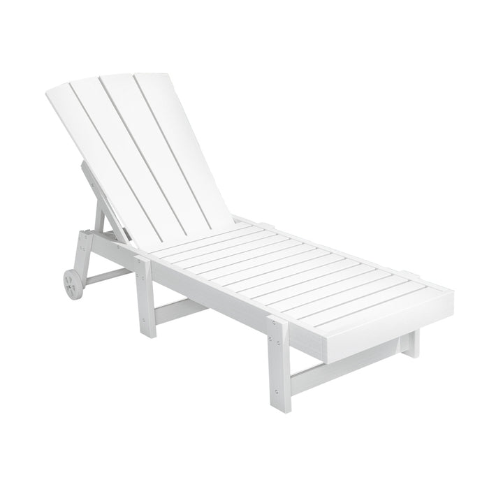 Gardeon Sun Lounge Beach Chair HDPE Adirondack Lounger Patio Outdoor Furniture with Wheels White