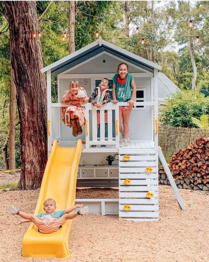 Kidzshack Caboodle Shack Cubby House with Mud Kitchen (Option to Add Swing Set & Monkey Bars)