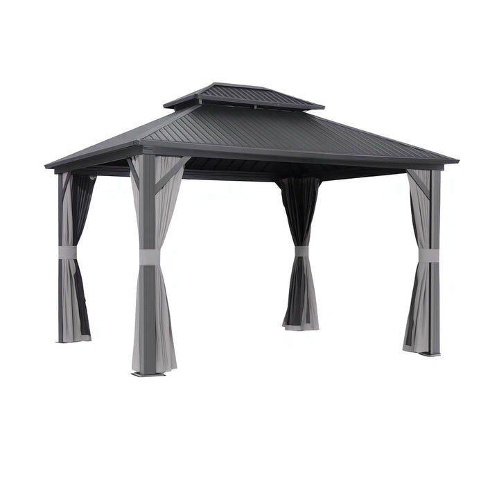 Instahut Gazebo 3x3.65m Canopy Outdoor Steel Frame Patio Tent Curtains Marquee Grey