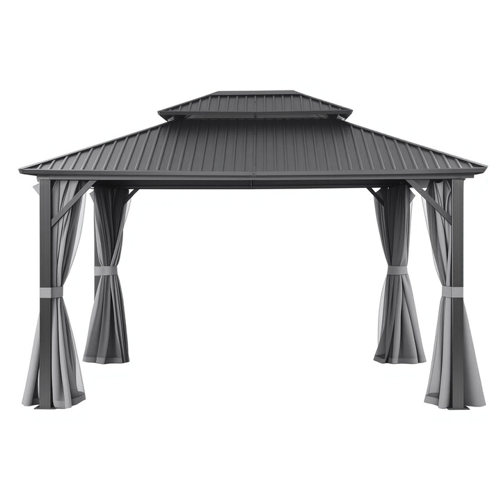 Instahut Gazebo 3x3.65m Canopy Outdoor Steel Frame Patio Tent Curtains Marquee Grey