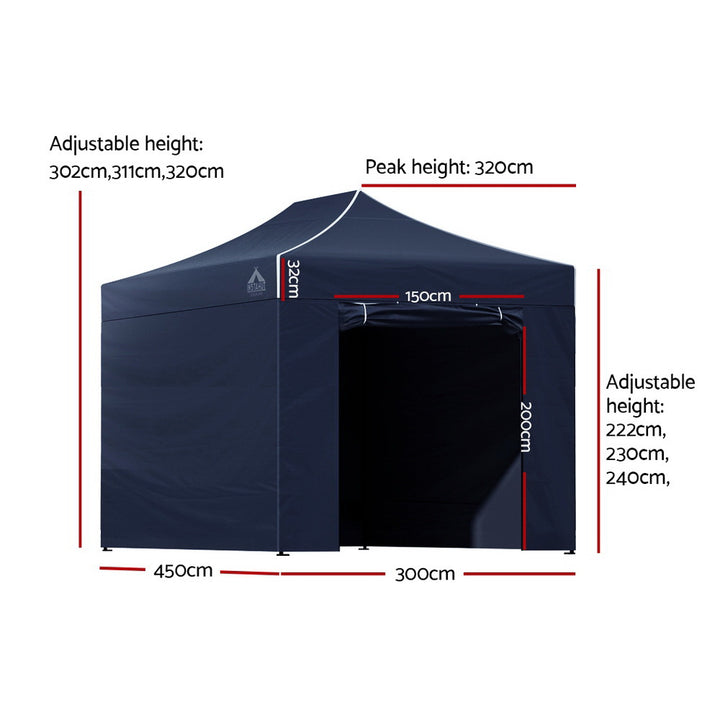 Instahut 3x4.5m Pop Up Gazebo (Available in Navy & White)