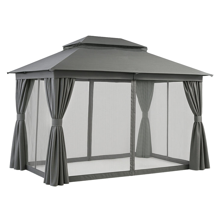 Instahut Gazebo 3x4m Canopy Outdoor Steel Frame Patio Tent Curtains Marquee Grey
