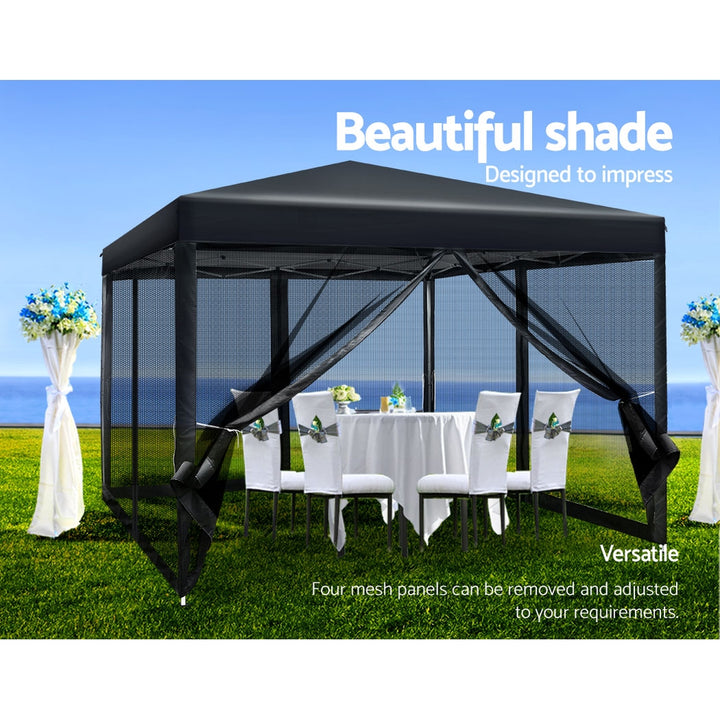 Instahut 3m x 3m Pop Up Gazebo - Shade Mesh Wall (Available in Grey, White & Black)