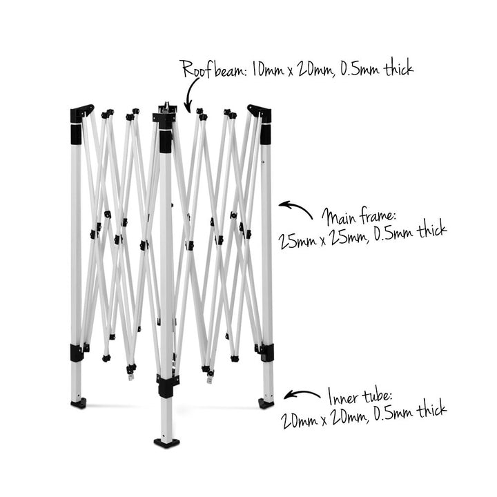 Instahut 3m x 3m Pop Up Gazebo - Shade Mesh Wall (Available in Grey, White & Black)