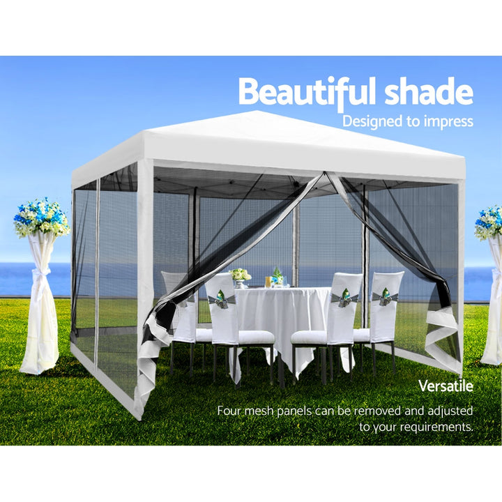 Instahut 3m x 3m Pop Up Gazebo - Shade Mesh Wall (Available in Grey, White & Black)