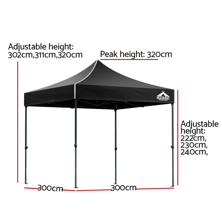 Instahut 3x3m Pop Up Gazebo  (Available in Black, Navy or White)