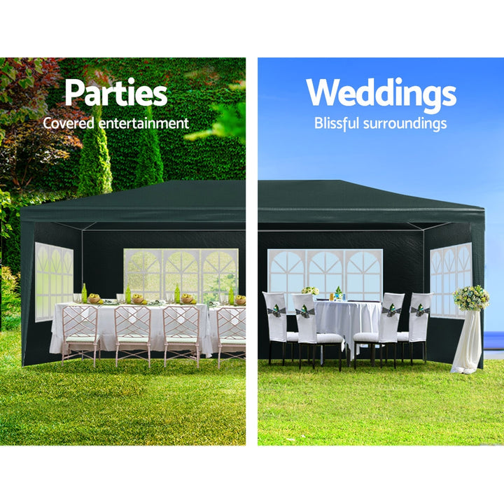 Instahut 3m x 6m Gazebo / Marquee with Side Walls(4 Panels) - Available in Green & White
