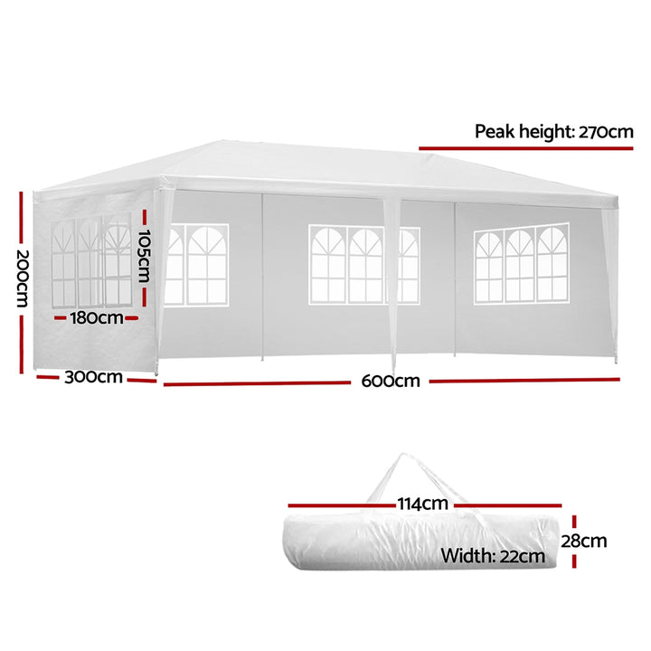 Instahut 3m x 6m Gazebo / Marquee with Side Walls(4 Panels) - Available in Green & White