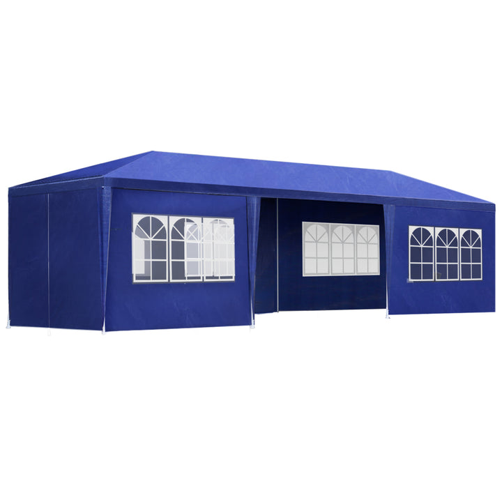 Instahut 3m x 9m Marquee with Side Wall (8 Panels) - White and Blue