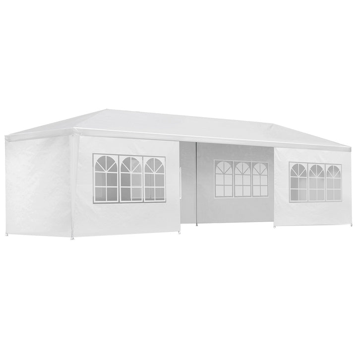 Instahut 3m x 9m Marquee with Side Wall (8 Panels) - White and Blue