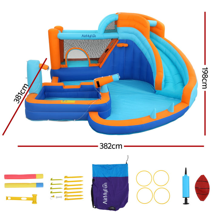AirMyFun Inflatable Water Slide & Water Park with trampoline & climbing wall - 3.82m x 3.81m