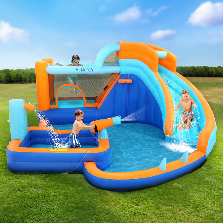 AirMyFun Inflatable Water Slide & Water Park with trampoline & climbing wall - 3.82m x 3.81m