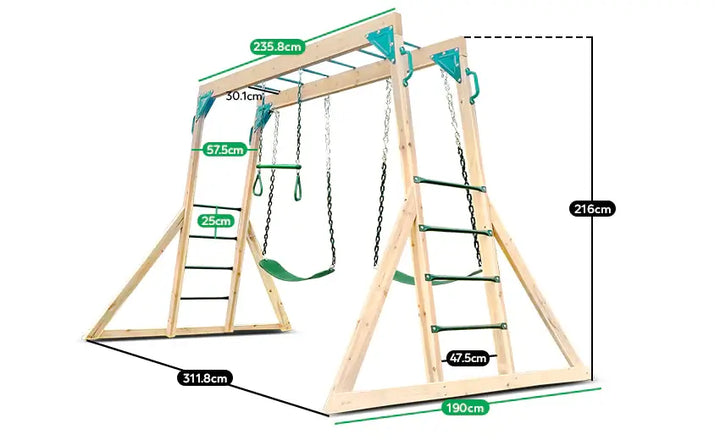 Daintree 2-in-1 Monkey Bars & Swing Set with Acrobat Bar/Trapeze - Lifespan Kids