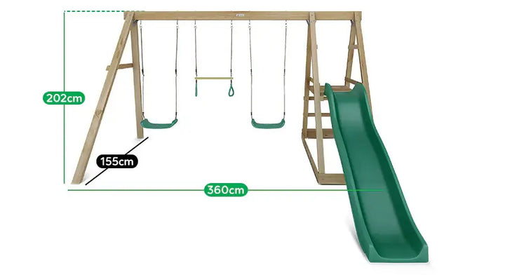 Winston 4-Station Timber Swing Set with Slide - Lifespan Kids