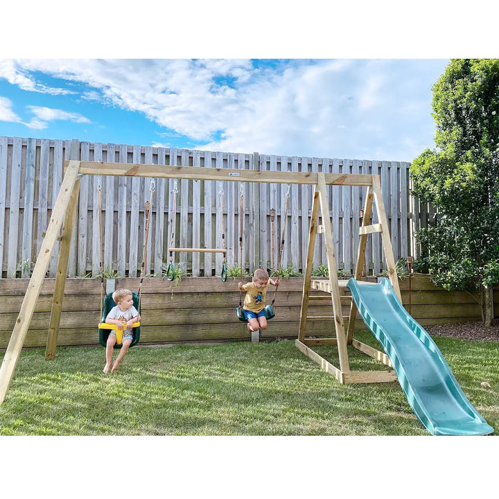 Winston 4-Station Timber Swing Set with Slide - Lifespan Kids