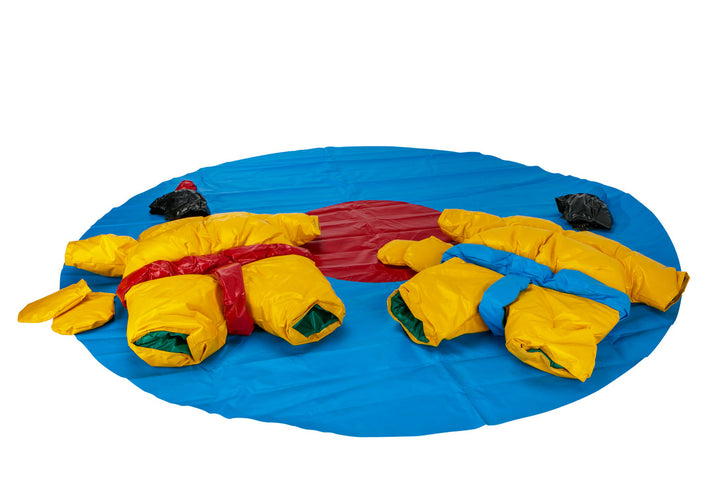 Two PVC and Fabric Kids Sumo Suits with Helmets Gloves w/ 291cm Mat