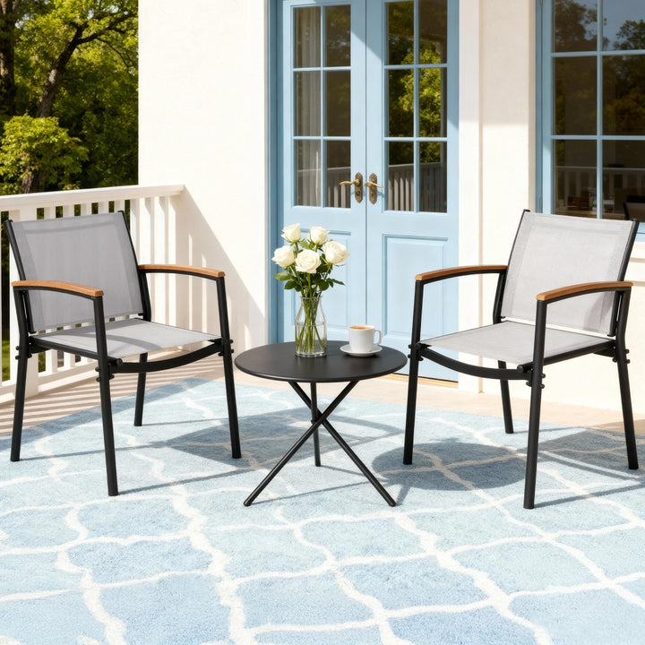 Gardeon 3PC Outdoor Bistro Set - Steel Table and Chairs