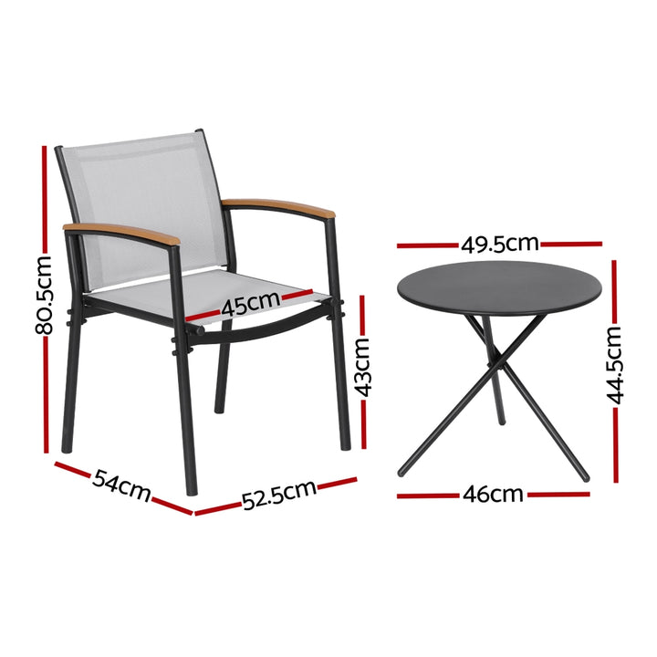 Gardeon 3PC Outdoor Bistro Set - Steel Table and Chairs