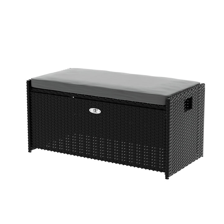 Gardeon Outdoor Storage Bench / Box - Wicker - Black