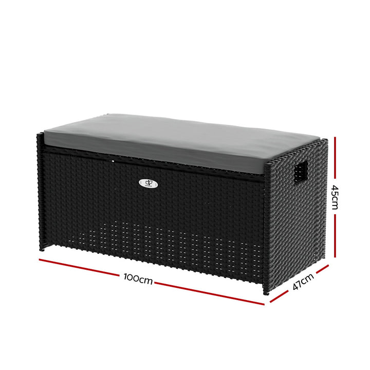 Gardeon Outdoor Storage Bench / Box - Wicker - Black