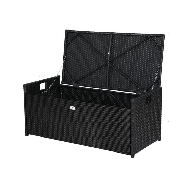 Gardeon Outdoor Storage Bench / Box - Wicker - Black