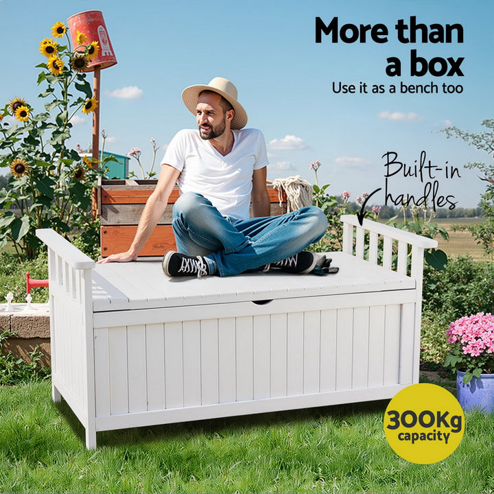 Gardeon Outdoor Storage Bench / Box - Wooden - White