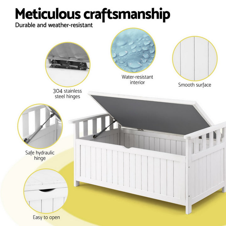 Gardeon Outdoor Storage Bench / Box - Wooden - White