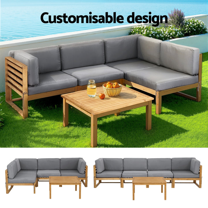 Gardeon 4-Piece Outdoor Sofa Set Wooden Couch Lounge Setting 5PCS