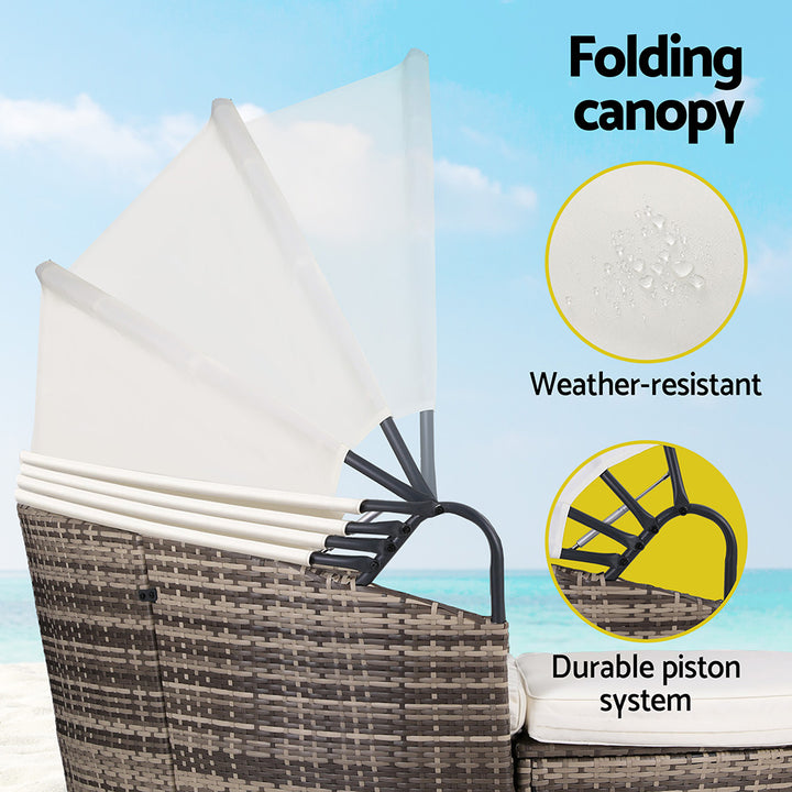 Gardeon Outdoor Daybed - Wicker Style (with modular design)