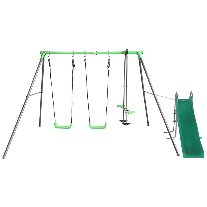 Hurley 2 Metal Swing Set with Slippery Slide - Lifespan Kids